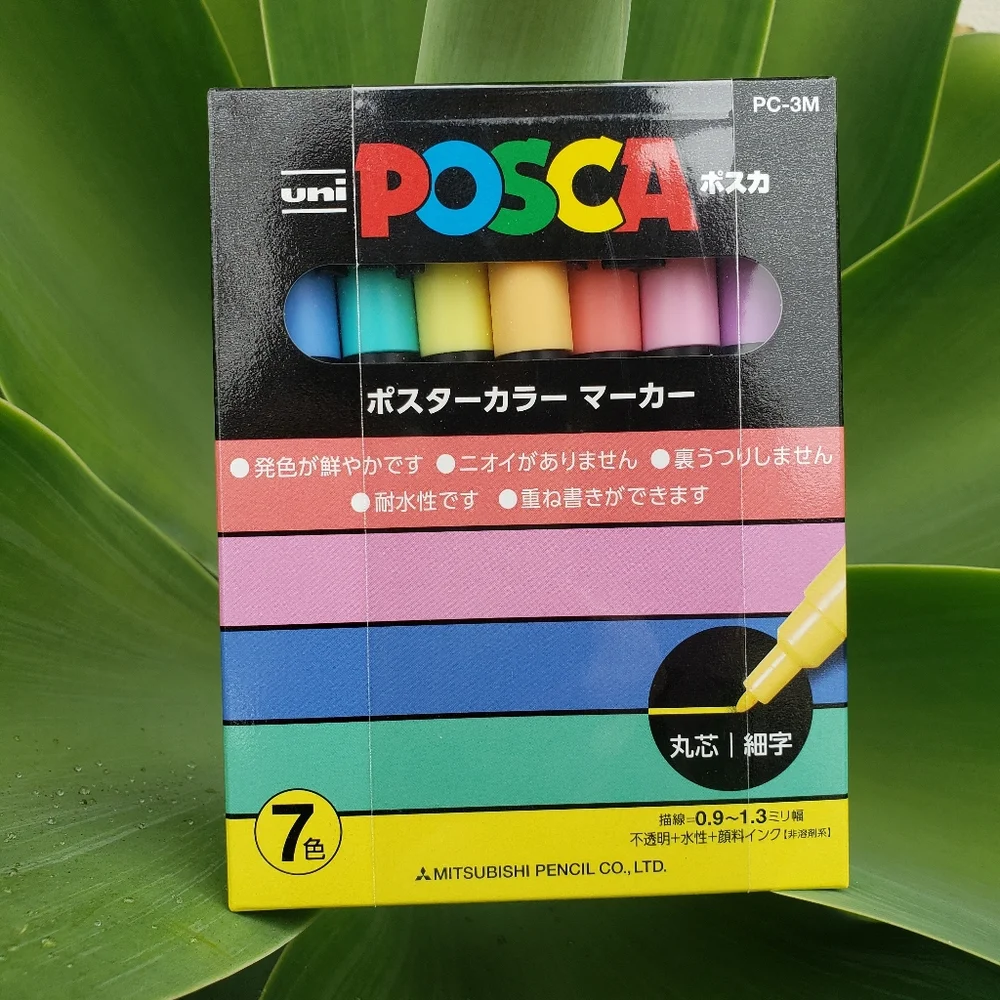 New Uni Posca Paint Marker Pen Fine Point Set of 7 Natural Colors PC-3M 7C